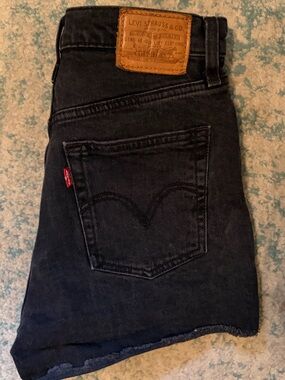 Levi's Black Denim Ribcage Shorts
